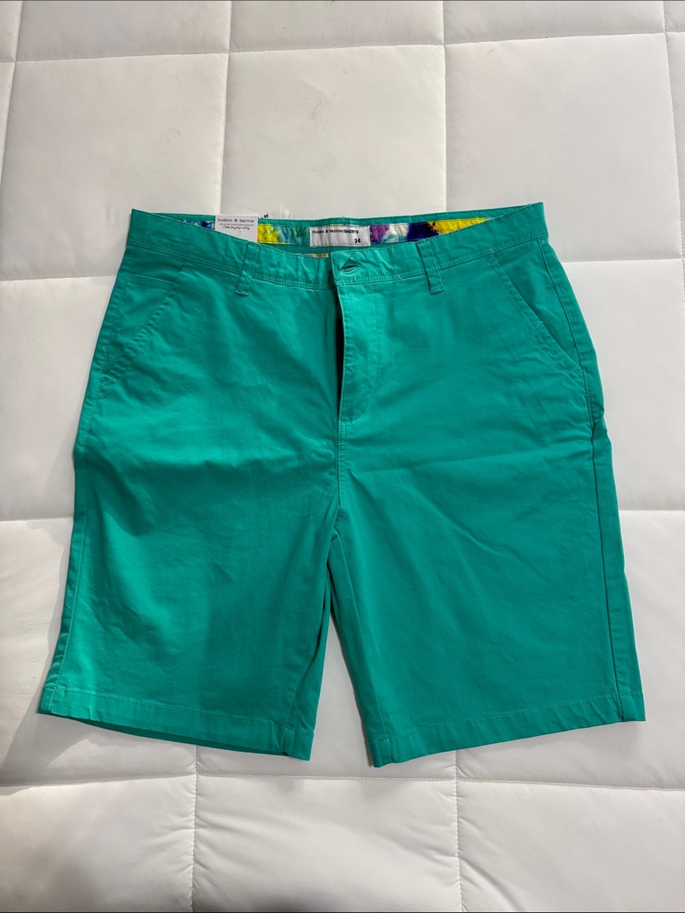 Men's Teal Flat-Front Cotton Chino Shorts